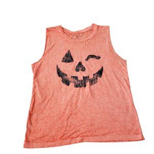 Halloween Jack-o-lantern Orange Sleeveless Shirt